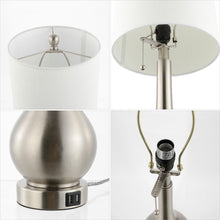 Load image into Gallery viewer, Set of Two 24" Nickel Gourd Table Lamps With Drum Shades