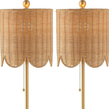 Load image into Gallery viewer, Set of Two 28" Brown Table Lamps With Drum Shades