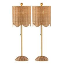 Load image into Gallery viewer, Set of Two 28" Brown Table Lamps With Drum Shades