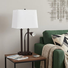 Load image into Gallery viewer, 24" Antiqued Bronze Swing Arm Novelty Table Lamp With Shade