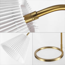Load image into Gallery viewer, 22" Gold Ribbed Swing Arm Geometric Arched Lamp With Empire Shade