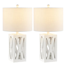 Load image into Gallery viewer, Set of Two 22" White Table Lamps With Drum Shades