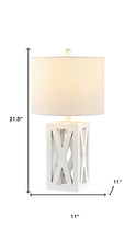 Load image into Gallery viewer, Set of Two 22" White Table Lamps With Drum Shades