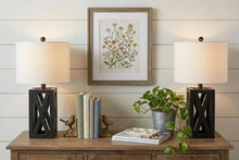 Load image into Gallery viewer, Set of Two 22" Black Table Lamps With Drum Shades