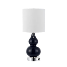 Load image into Gallery viewer, Set of Two 22" Silver Gourd Table Lamps With Drum Shades