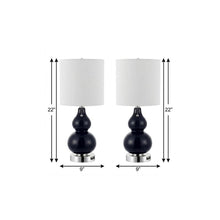 Load image into Gallery viewer, Set of Two 22" Silver Gourd Table Lamps With Drum Shades