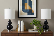 Load image into Gallery viewer, Set of Two 22" Silver Gourd Table Lamps With Drum Shades