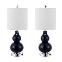 Load image into Gallery viewer, Set of Two 22" Silver Gourd Table Lamps With Drum Shades