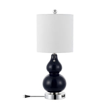 Load image into Gallery viewer, Set of Two 22" Silver Gourd Table Lamps With Drum Shades