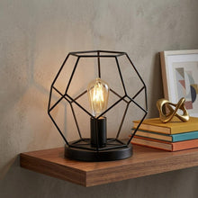 Load image into Gallery viewer, 10" Black Geometric Table Lamp