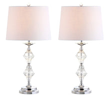 Load image into Gallery viewer, Set of Two 28" Silver Novelty Bedside Lamps With Drum Shades