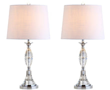 Load image into Gallery viewer, Set of Two 26" Clear And Silver Novelty Table Lamps With Drum Shades