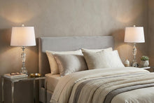 Load image into Gallery viewer, Set of Two 26" Clear And Silver Novelty Table Lamps With Drum Shades