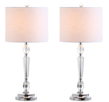 Load image into Gallery viewer, Set of Two 27" Clear And Silver Bedside Lamps With Drum Shades