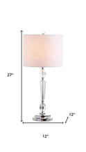 Load image into Gallery viewer, Set of Two 27" Clear And Silver Bedside Lamps With Drum Shades
