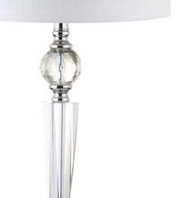 Load image into Gallery viewer, Set of Two 31" Clear And Silver Table Lamps With Drum Shades