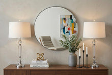 Load image into Gallery viewer, Set of Two 31" Clear And Silver Table Lamps With Drum Shades