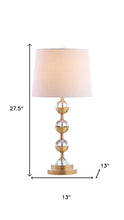 Load image into Gallery viewer, Set of Two 28" Gold Round Bedside Lamps With Drum Shades