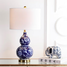 Load image into Gallery viewer, 27" Blue Gold And White Novelty Table Lamp With Drum Shade