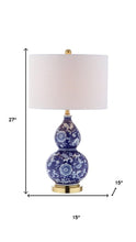 Load image into Gallery viewer, 27" Blue Gold And White Novelty Table Lamp With Drum Shade
