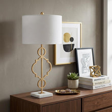 Load image into Gallery viewer, 31" White Novelty Table Lamp With Drum Shade