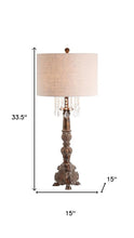 Load image into Gallery viewer, 34" Brown Novelty Table Lamp With Drum Shade