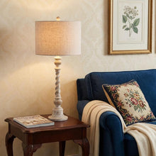 Load image into Gallery viewer, 33" White Table Lamp With Drum Shade
