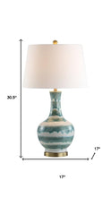 Load image into Gallery viewer, 31" Gold Round Table Lamp With Globe Shade