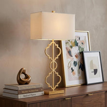Load image into Gallery viewer, 32" Gold Geometric Table Lamp With Shade