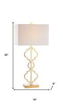 Load image into Gallery viewer, 32" Gold Geometric Table Lamp With Shade