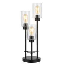 Load image into Gallery viewer, 21" Black Three Light Novelty Table Lamp With Cylinder Shade
