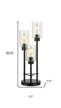 Load image into Gallery viewer, 21" Black Three Light Novelty Table Lamp With Cylinder Shade