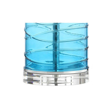 Load image into Gallery viewer, Set of Two 28" Turquoise And Clear Novelty Table Lamps With Drum Shades