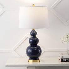 Load image into Gallery viewer, 28" Navy Blue And Gold Novelty Table Lamp With Empire Shade