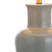 Load image into Gallery viewer, 29" Gray And Gold Urn Bedside Lamp With Drum Shade
