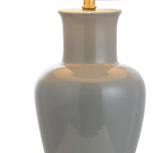 Load image into Gallery viewer, 29" Gray And Gold Urn Bedside Lamp With Drum Shade