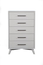 Load image into Gallery viewer, 34" Carved Geometric Solid Wood Five Drawer Dresser - White