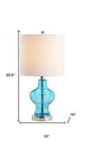 Load image into Gallery viewer, 21" Aqua And Silver Novelty Bedside Lamp With Drum Shade