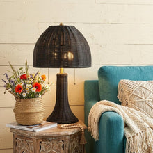 Load image into Gallery viewer, 22" Black Round Bedside Lamp With Dome Shade