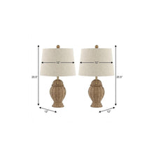 Load image into Gallery viewer, Set of Two 21" Light Brown Urn Table Lamps With Empire Shades