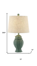 Load image into Gallery viewer, Set of Two 21" Green Urn Bedside Lamps With Empire Shades
