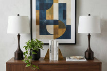 Load image into Gallery viewer, Set of Two 26" Antiqued Bronze Novelty USB Table Lamps With Empire Shades