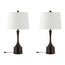 Load image into Gallery viewer, Set of Two 26" Antiqued Bronze Novelty USB Table Lamps With Empire Shades