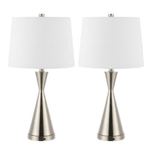 Load image into Gallery viewer, Set of Two 26" Nickel Novelty Table Lamps With Empire Shades