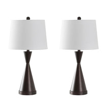 Load image into Gallery viewer, Set of Two 26" Antiqued Bronze Novelty Table Lamps With Empire Shades