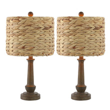 Load image into Gallery viewer, Set of Two 21" Dark Brown Bedside Lamps With Drum Shades