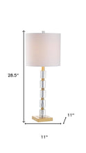 Load image into Gallery viewer, Set of Two 29" Clear And Brass Novelty Table Lamps With Drum Shades