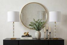 Load image into Gallery viewer, Set of Two 29" Clear And Brass Novelty Table Lamps With Drum Shades