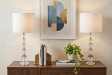 Load image into Gallery viewer, Set of Two 27" Clear Table Lamps With Drum Shades