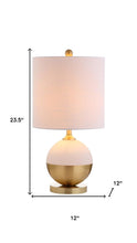 Load image into Gallery viewer, 24" Gold Globe Table Lamp With Drum Shade